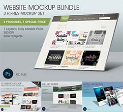 PC网站及APP网站展示模型：Website Mockup Bundle